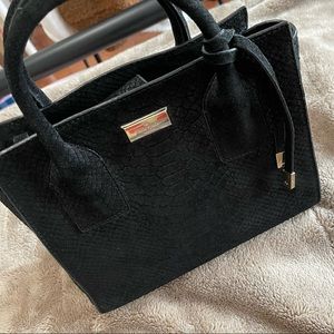 KATE SPADE suede black snake pattern top handle/crossbody bag